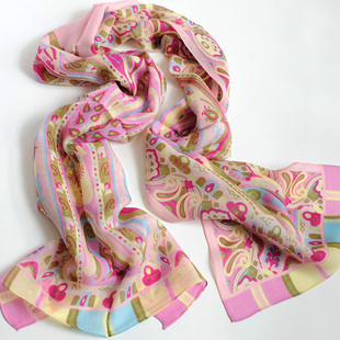 真丝羊毛围巾女丝毛长款披肩春秋冬季薄款桑蚕丝丝巾玫粉黄蓝色