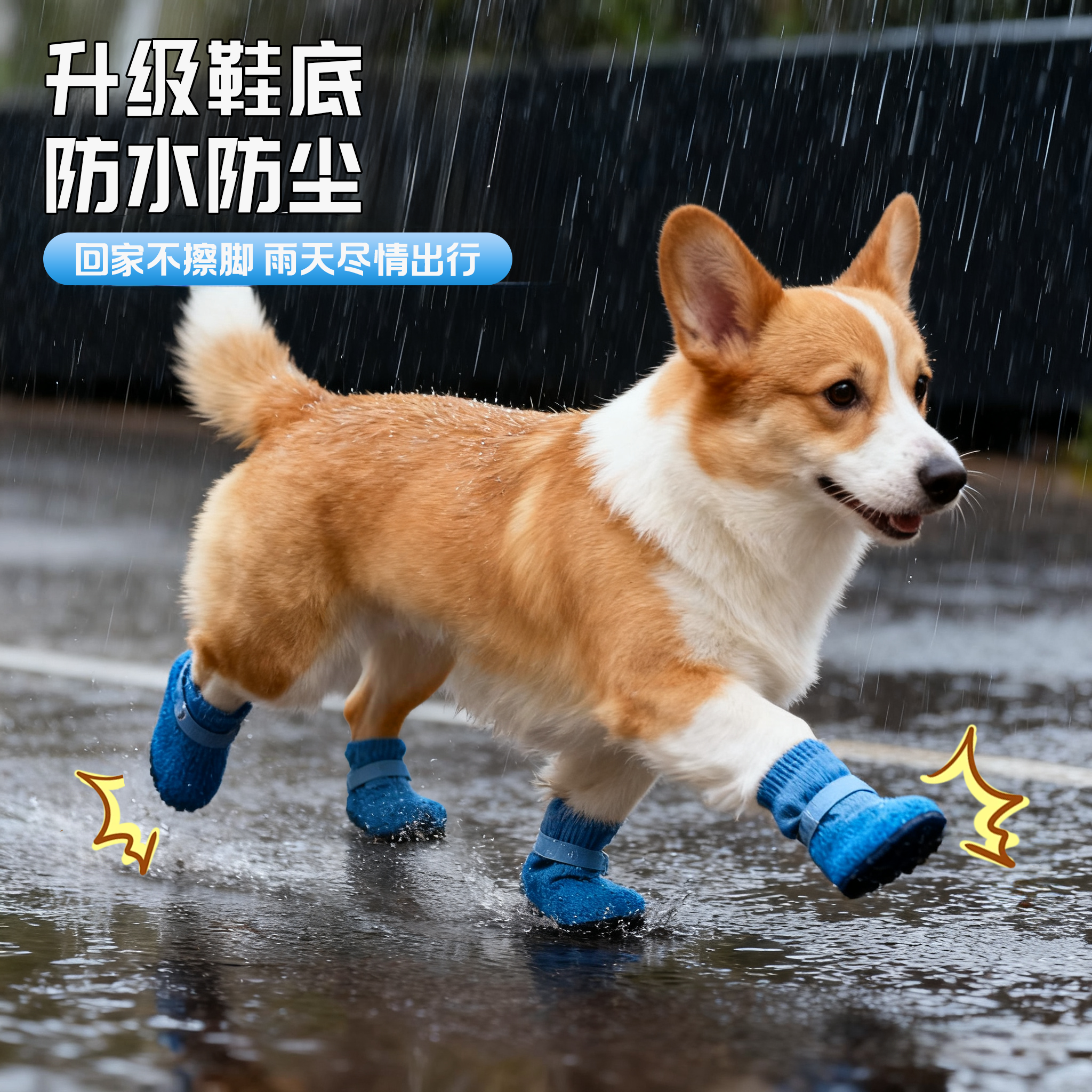 狗狗脚套外出防滑防水袜子软底耐磨狗鞋子外出不掉宠物透气防脏鞋