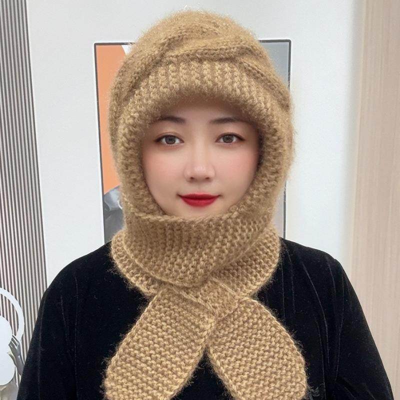 松鼠绒新款女士保暖围巾一体