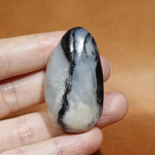 25克黑白分明特色墨线和田玉天然玉石修型青花山料男女同款挂件料