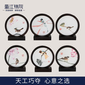 蜀绣双面绣 蜀江锦院手工刺绣摆件花鸟家居中国风特色礼品送老外