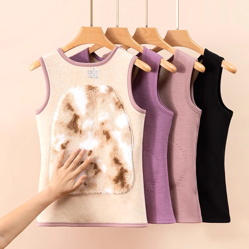 女冬季大码保暖背心加绒打底马甲