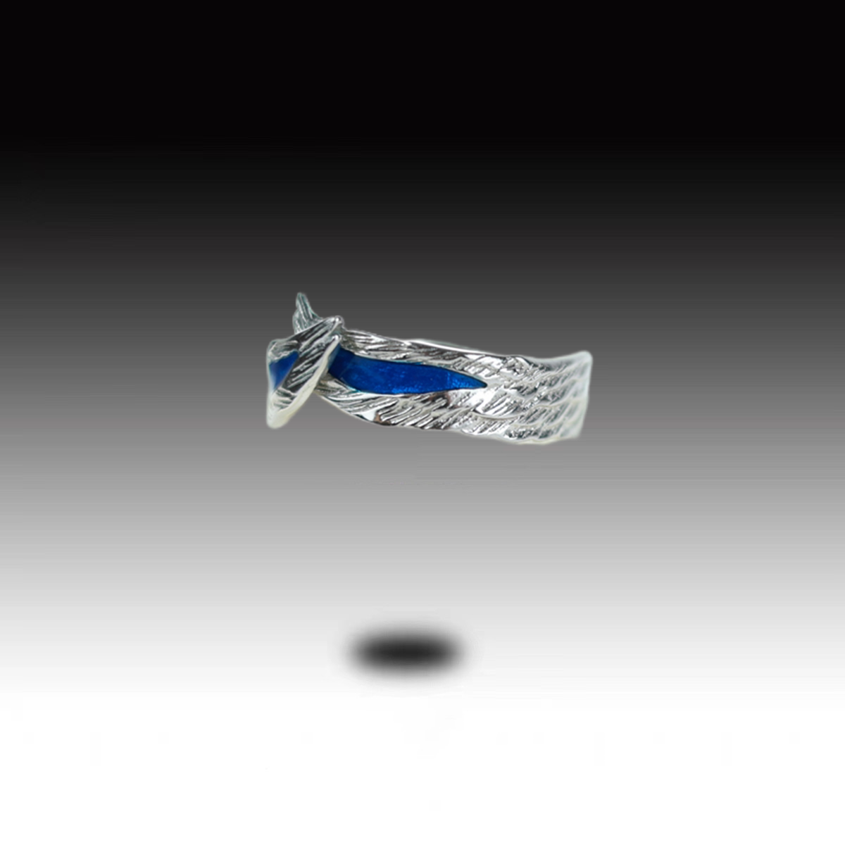 lukiyy原创设计拉文克劳蓝色戒指小众纯银翅膀情侣对戒克莱因蓝