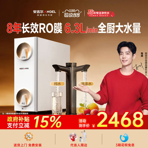 安吉尔政府补贴家用直饮机厨房自来水ro过滤哪吒高速净水器1400G