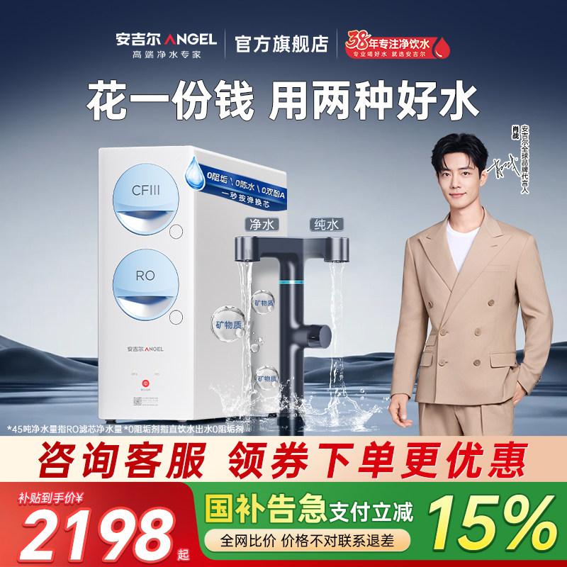 政府补贴安吉尔净水器家用厨房自来水过滤pro直饮机玉龙max1000G