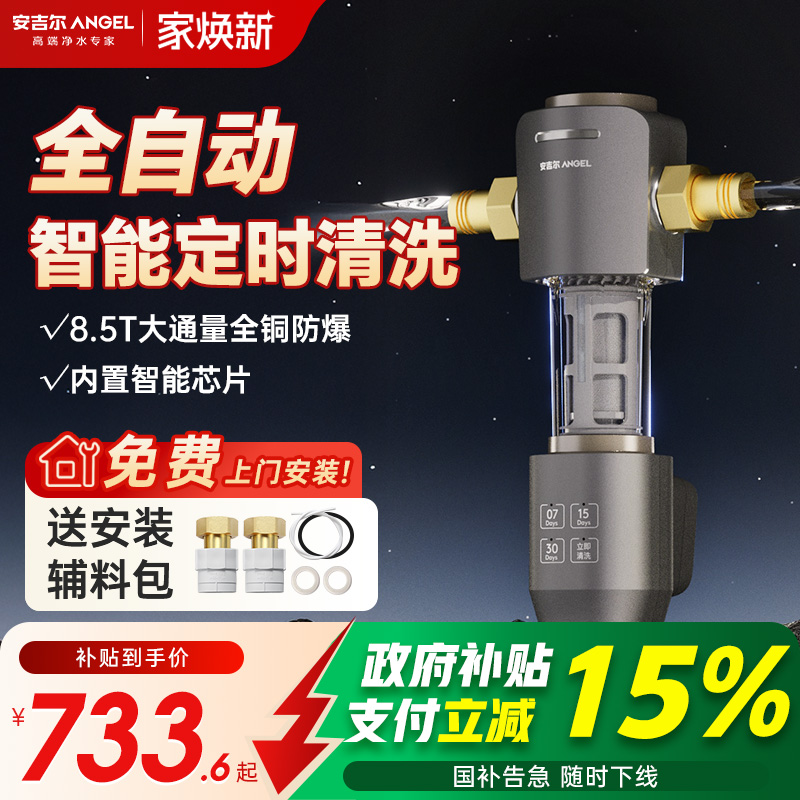 政府补贴安吉尔前置过滤器家用饮水机自动反冲洗净水器全铜防爆