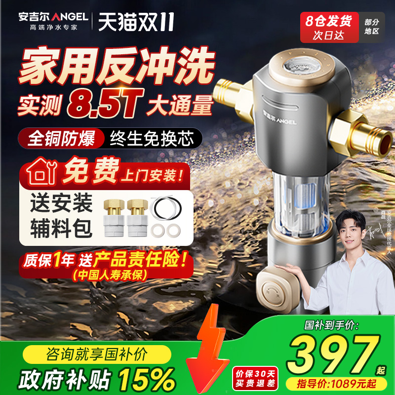 政府补贴安吉尔前置过滤器家用反冲洗净饮机全铜防爆净水器饮水机