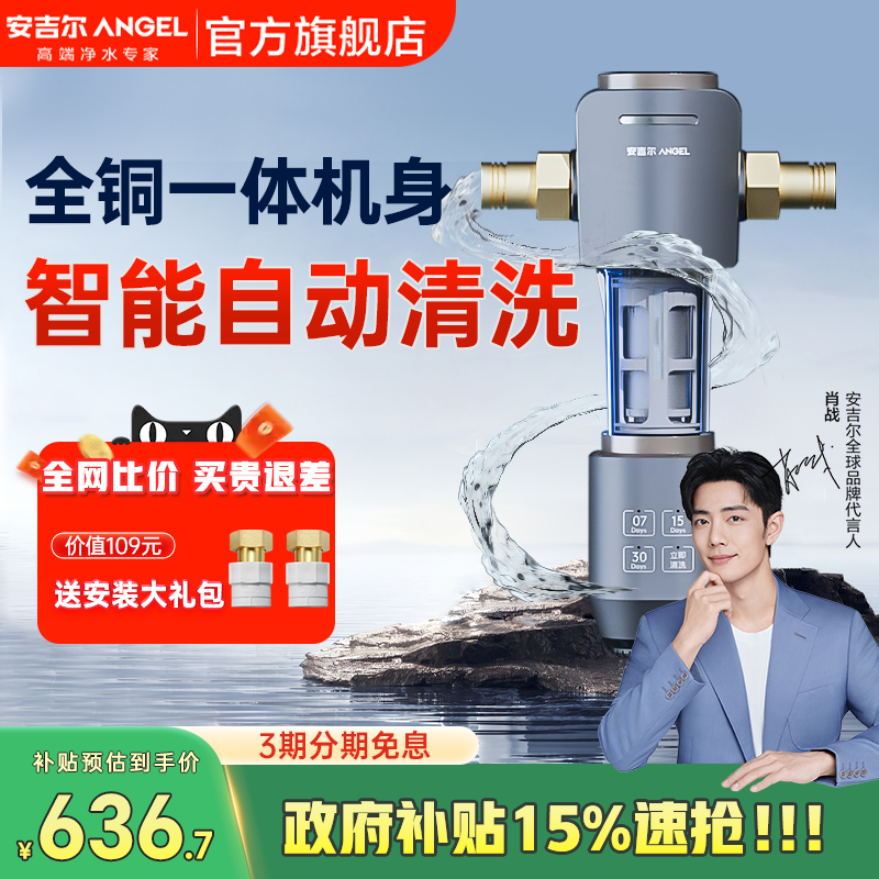 政府补贴安吉尔前置过滤器家用饮水机自动反冲洗净水器全铜防爆