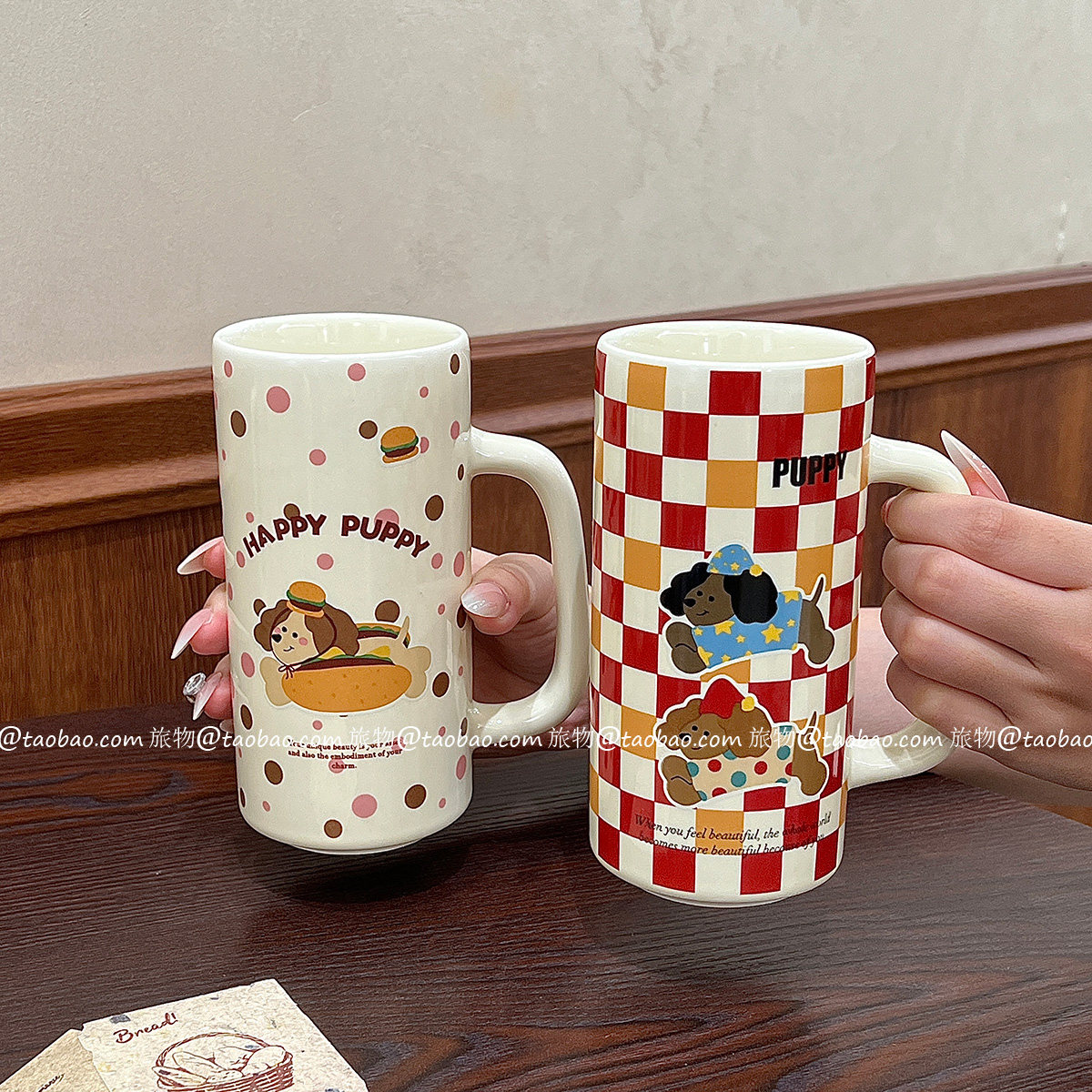 复古童趣卡通小狗大容量陶瓷杯子礼盒马克杯家用杯马克杯伴手礼