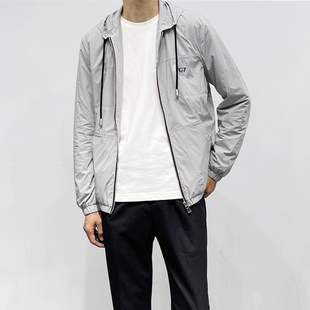透气速干 激光打孔 意式高奢春夏季轻薄连帽拉链夹克衫男防晒外套
