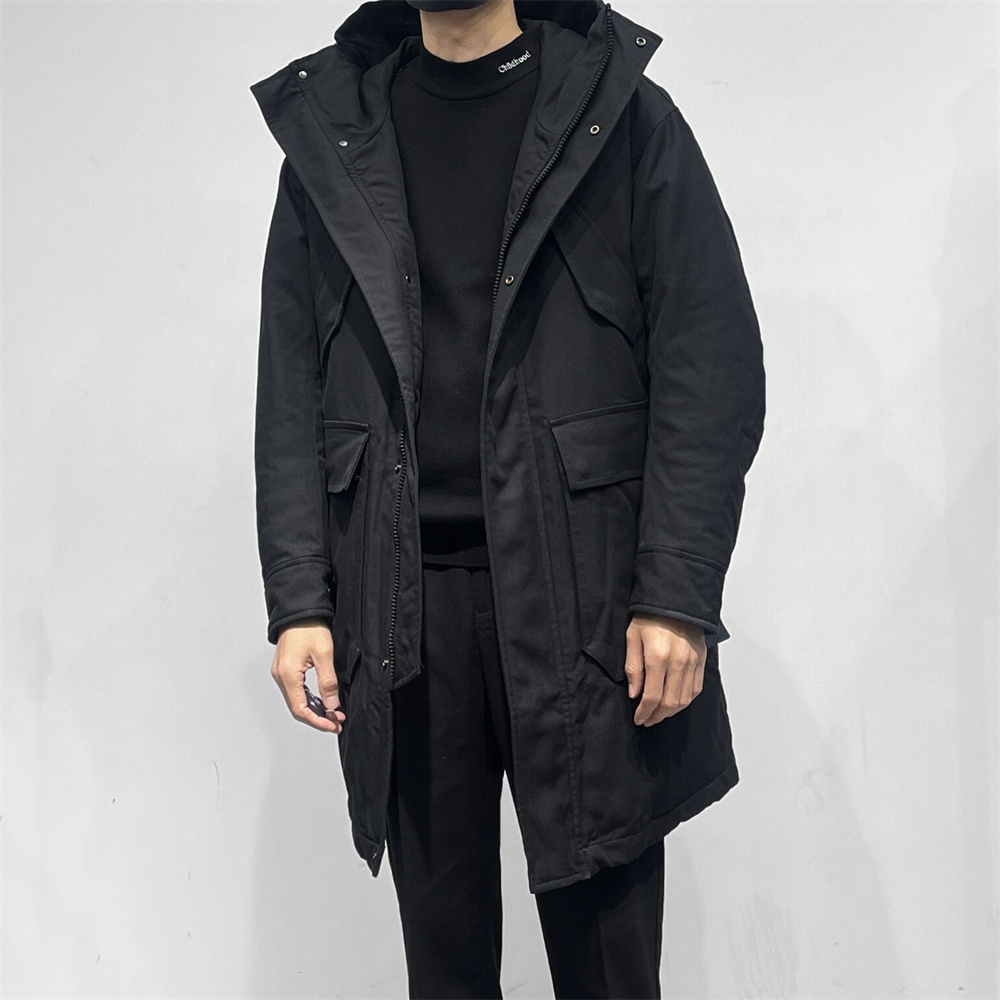 超保暖!轻奢牛货冬季宽松版连帽厚挺中长款羽绒服大码白鸭绒外套