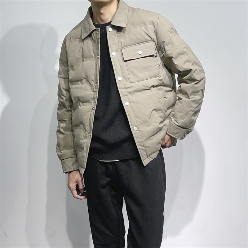 户外三防面料!G系列冬季衬衫式翻领羽绒服男士通勤白鸭绒夹克外套