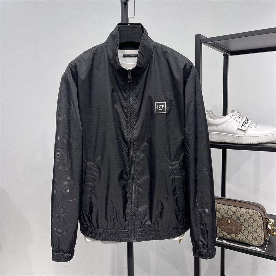 错过后悔!高端系26年春季休闲立领拉链薄款夹克衫 质感镂空黑外套