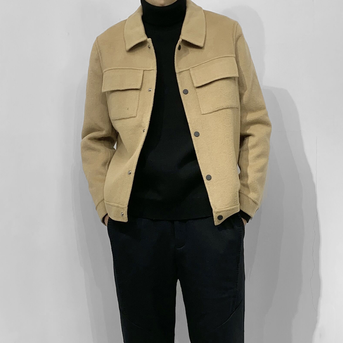 高端修身双面呢纯羊毛工装夹克