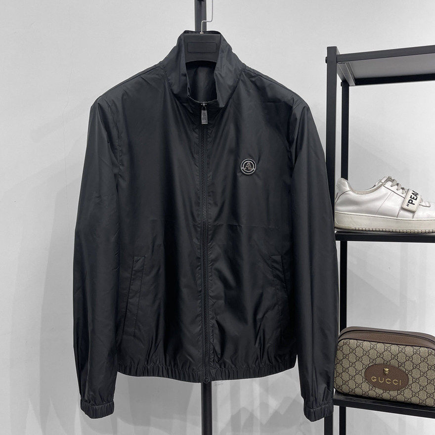 高端大硬货2026年春季立领防风纯黑色薄款夹克衫男拉链休闲外套