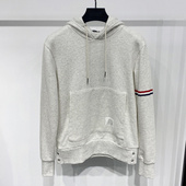 HOMME秋季 纯棉毛圈连帽TB单袖 织带卫衣 DOLCA 套头麻灰色带帽衫 男