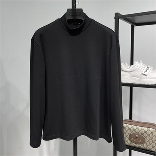 40支单面暖绒发热纤维锁温保暖半高领基础打底长袖 纯黑色 TEE