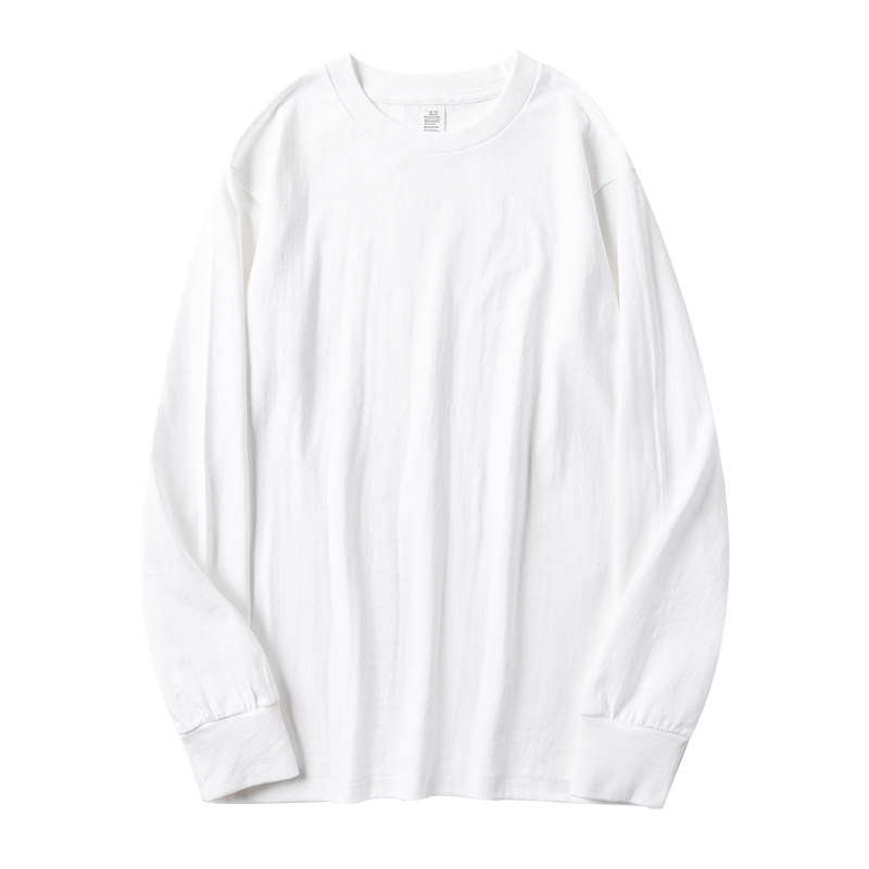 thumbnail for 250g Heavyweight Solid Color Basic Long-Sleeve T-Shirt, Pure Cotton, Thick, Comfortable, Versatile, Simple Base Shirt Top for Men and Women