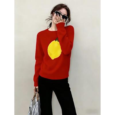 减龄红色毛衣阔腿裤两件套装女