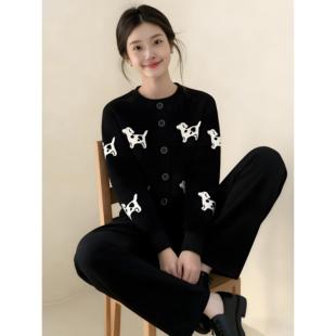 独特漂亮冬装一整套巨好看的气质针织衫减龄撞色穿搭高级感两件套