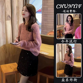 巨好看冬装 一整套裙女高级感小洋装 微胖减龄毛衣内搭小香风两件套