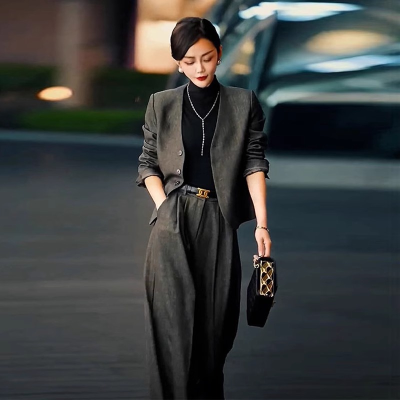 气场强大女装又a又飒时尚小香风西装套装
