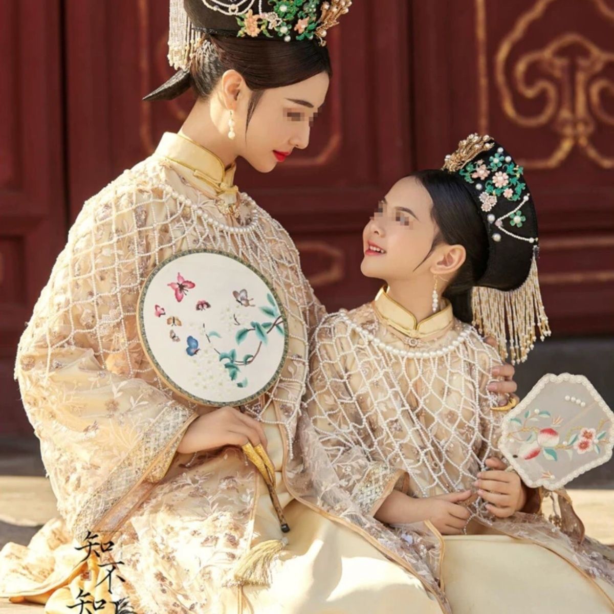 珍珠云肩重工手工汉服中式手编