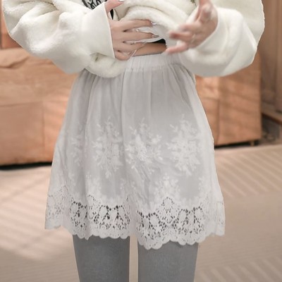 遮臀裙罩屁帘女秋冬配毛衣鲨鱼裤下摆打底2025新款蕾丝百搭半身裙