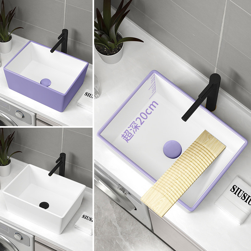 带搓衣板加深陶瓷台上盆阳台超深洗手盆洗衣盆面盆洗衣池洗衣槽