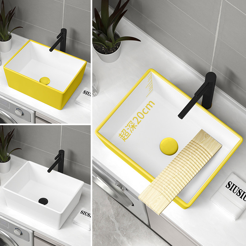 带搓衣板加深陶瓷台上盆阳台超深洗手盆洗衣盆面盆洗衣池洗衣槽