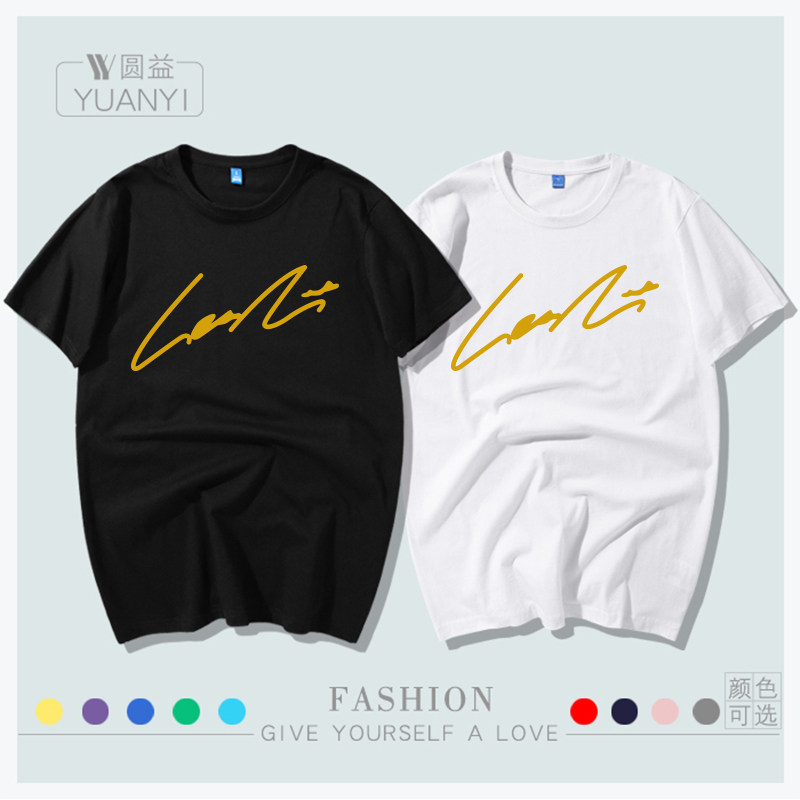 张国荣leslie电影哥哥纪念烫金签名短袖t恤衫男女纯棉半袖上衣服