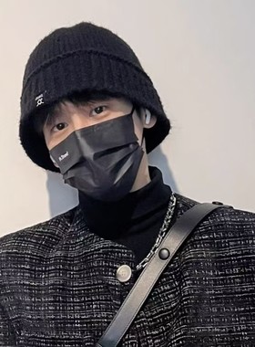 NCT朴志晟同款韩国针织帽子冷帽渔夫帽复古百搭毛线帽遮脸显脸小
