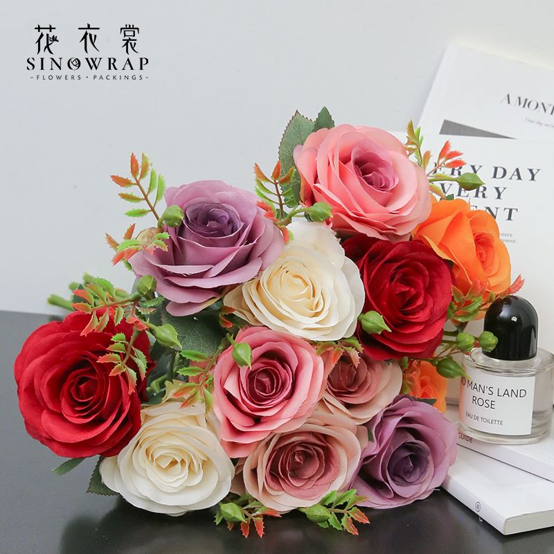 花衣裳 仿真花雪山玫瑰年宵花花盒diy家居摆件情人节礼物花店资材