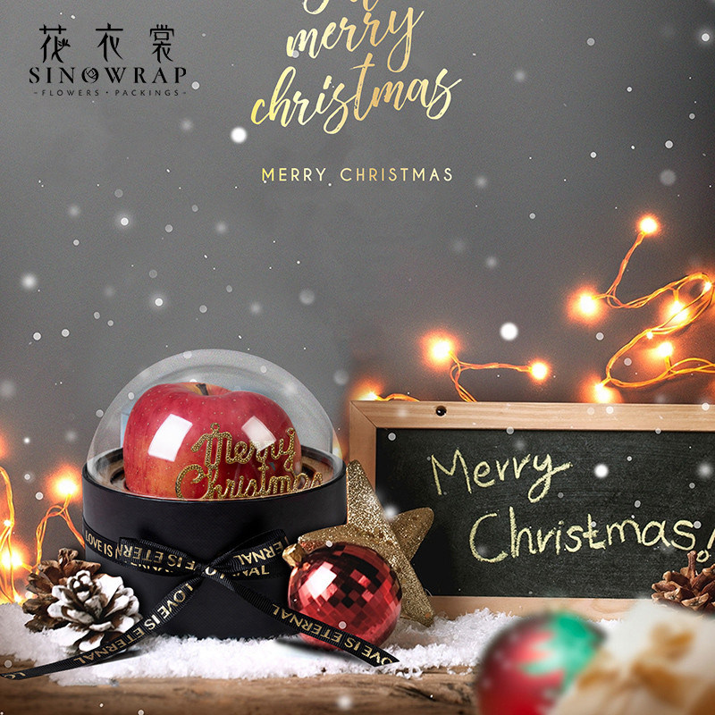 花衣裳圣诞节平安夜苹果包装盒亚克力乐透球创意永生花盒