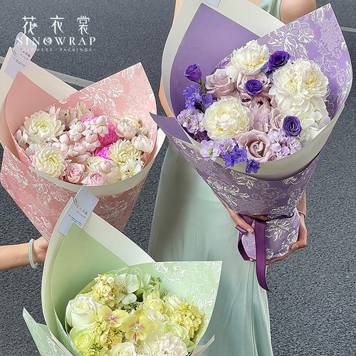 花衣裳 法式柔纱鲜花束包装纸印花礼物纸高级包花纸手工diy资材