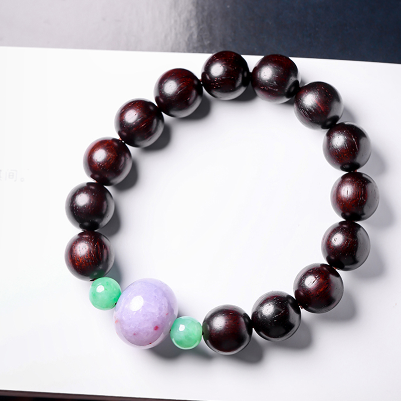 羊子珠宝  香波梓 老坑种细腻紫罗兰檀木翡翠手串