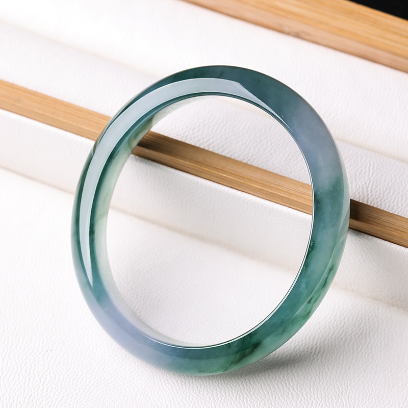 羊子珠宝 双跳脱 老坑冰种紫罗兰飘彩宽版厚庄贵妃手镯55.5*48x