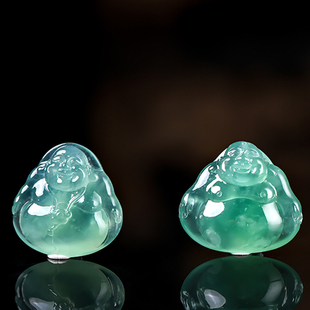 羊子珠宝 福泽绵长 老坑高冰种湖水绿翡翠佛公挂坠5.14