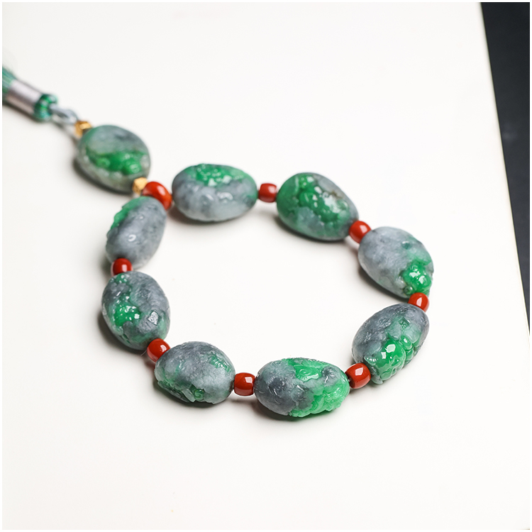 羊子珠宝阳绿龙宝宝龙蛋随形翡翠