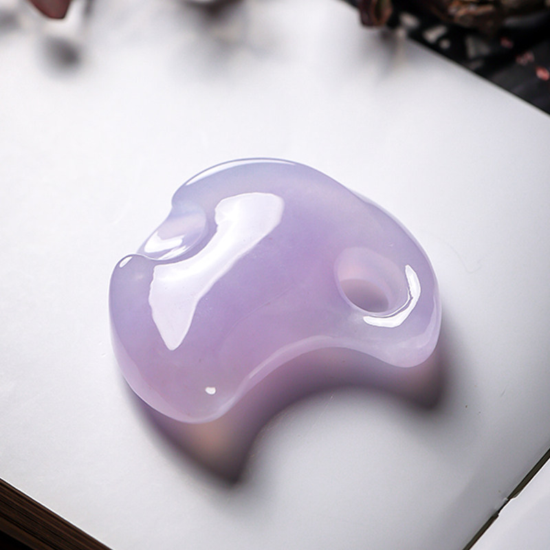 羊子珠宝  世事流芸  老坑冰种随形紫罗兰翡翠吊坠挂件F