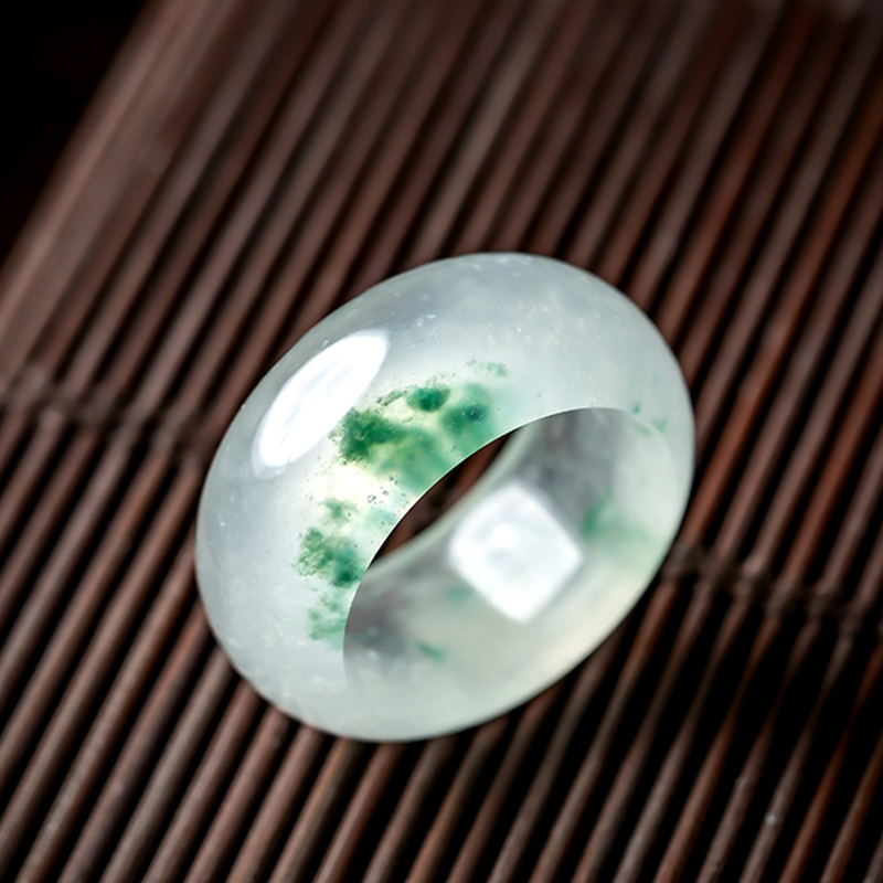 羊子珠宝 灵濑 老坑冰种细腻飘绿翡翠戒指指环11.20