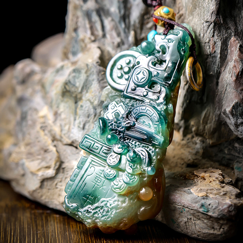 羊子珠宝 金瓯永固 老坑种细腻黄加绿三彩随形翡翠挂件,珠宝/钻石/翡翠,颈饰,淘宝优惠券,粉丝福利购,淘宝优惠卷