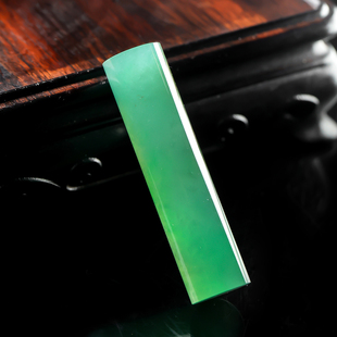 羊子珠宝 老坑冰种阳绿飘黄翡翡翠文人柱吊坠3.16 玉柱