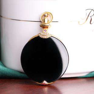 设计款 老坑冰种墨翠吊坠 18K金镶嵌GH 玄妙瑰丽 12.7羊子珠宝