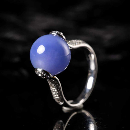 羊子珠宝 旷野 老坑种细腻紫罗圆珠18K金镶嵌翡翠戒指12.10