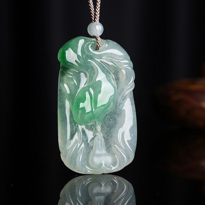 618羊子珠宝 大师老坑冰种飘阳绿巧雕禅玉大牌子 翡翠吊坠