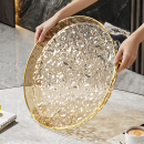 高级感茶杯茶盘圆形家用客厅放杯子水杯收纳盘高档美容院置物托盘