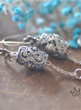 泰国清迈风耳坠手工花朵银饰