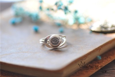 泰国清迈进口刻花戒指 手工银饰可调节戒指 纯银刻花指环