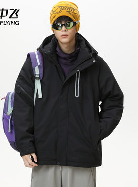 雪中飞SNOWFLYING 美式潮流工装连帽90鸭绒加厚保暖多口袋羽绒服